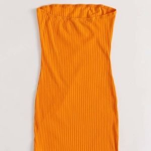 Neon orange tube dress
